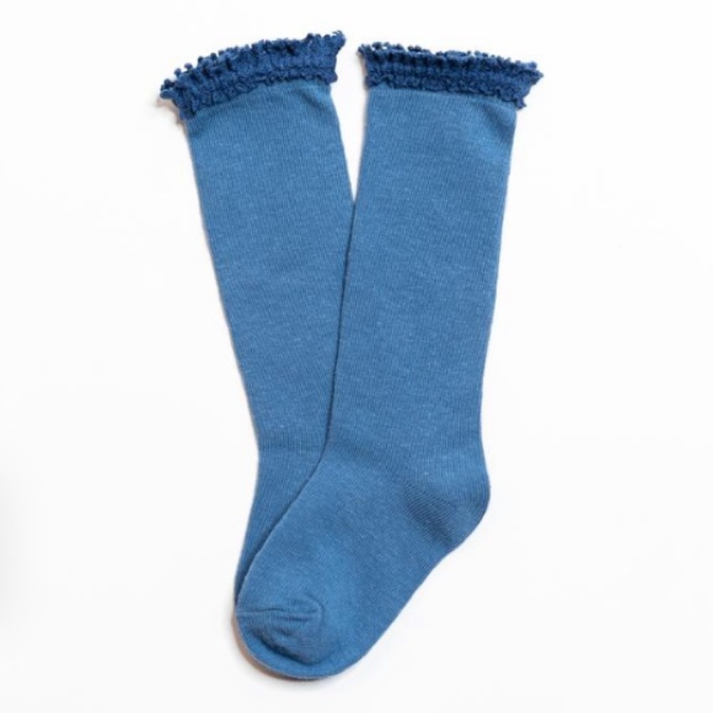 NWT denim blue knee high socks | 0-6 months